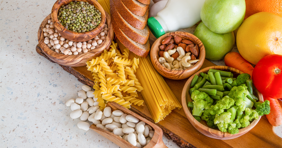 cereali, legumi, frutta e verdura